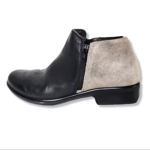 Naot Helm Black Beige Leather Boots Booties Women's Size 39 8.5